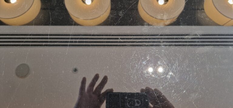 scratched glass table top