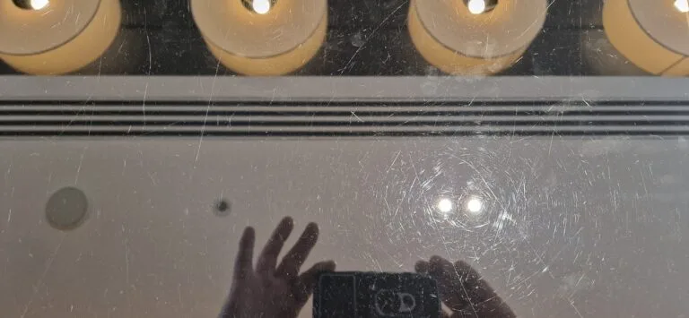 scratched glass table top