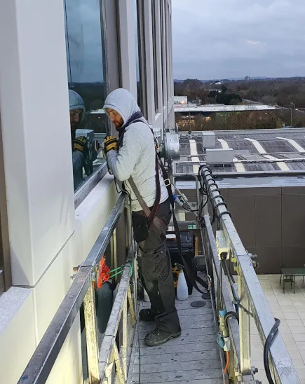scratched glass being polished